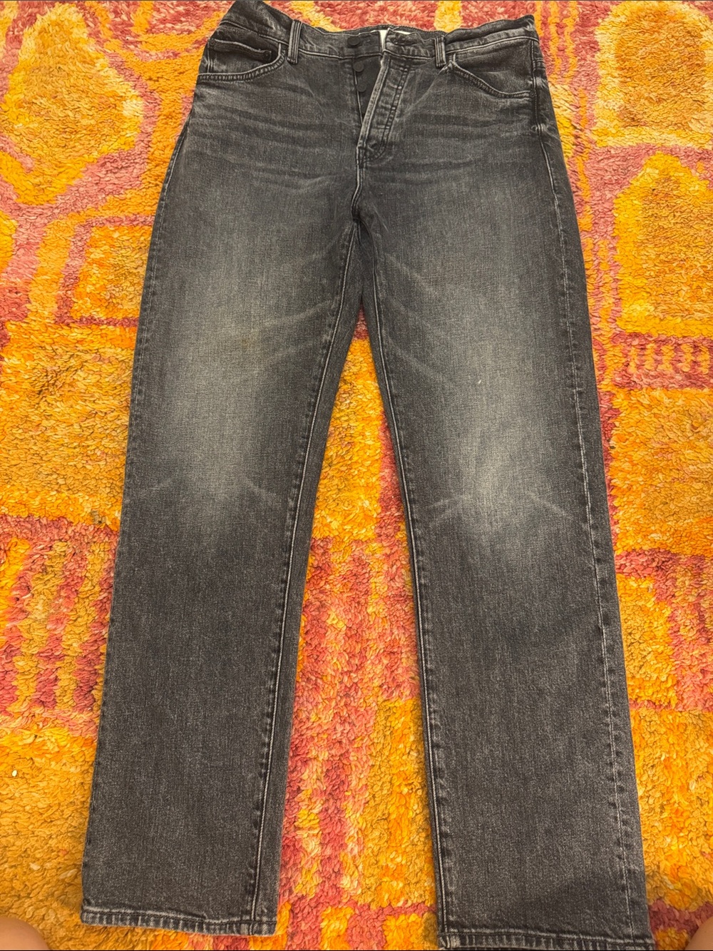 Women’s Black Washed Straight-Leg Jeans